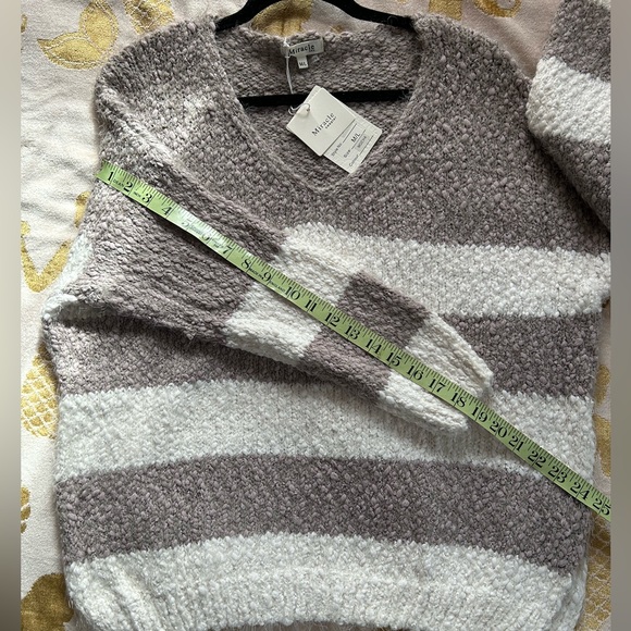 NWT - Miracle USA - Miracle Sweater - mocha striped - size M/L - Picture 6 of 7